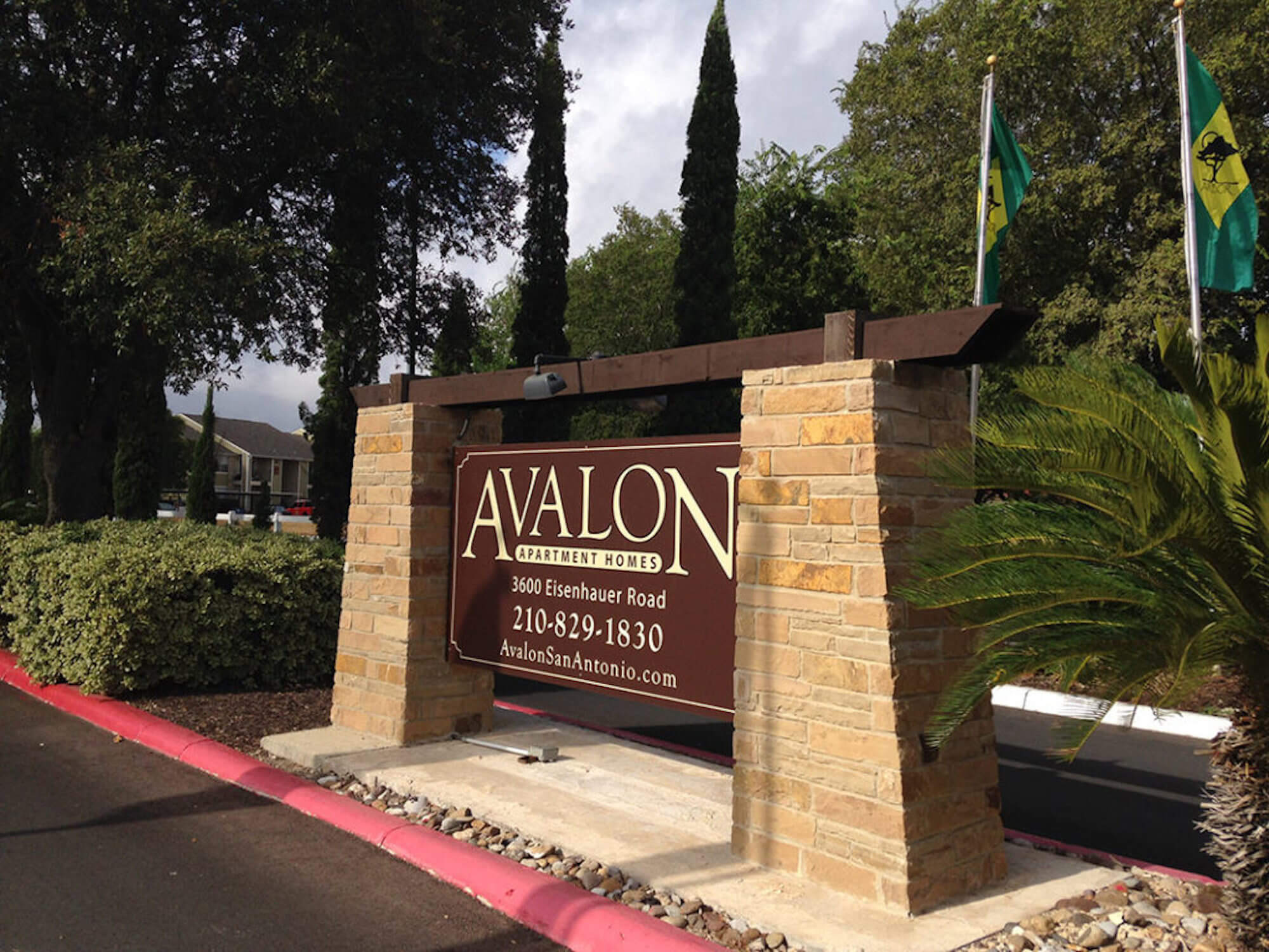 The Avalon Apartments welcome sign