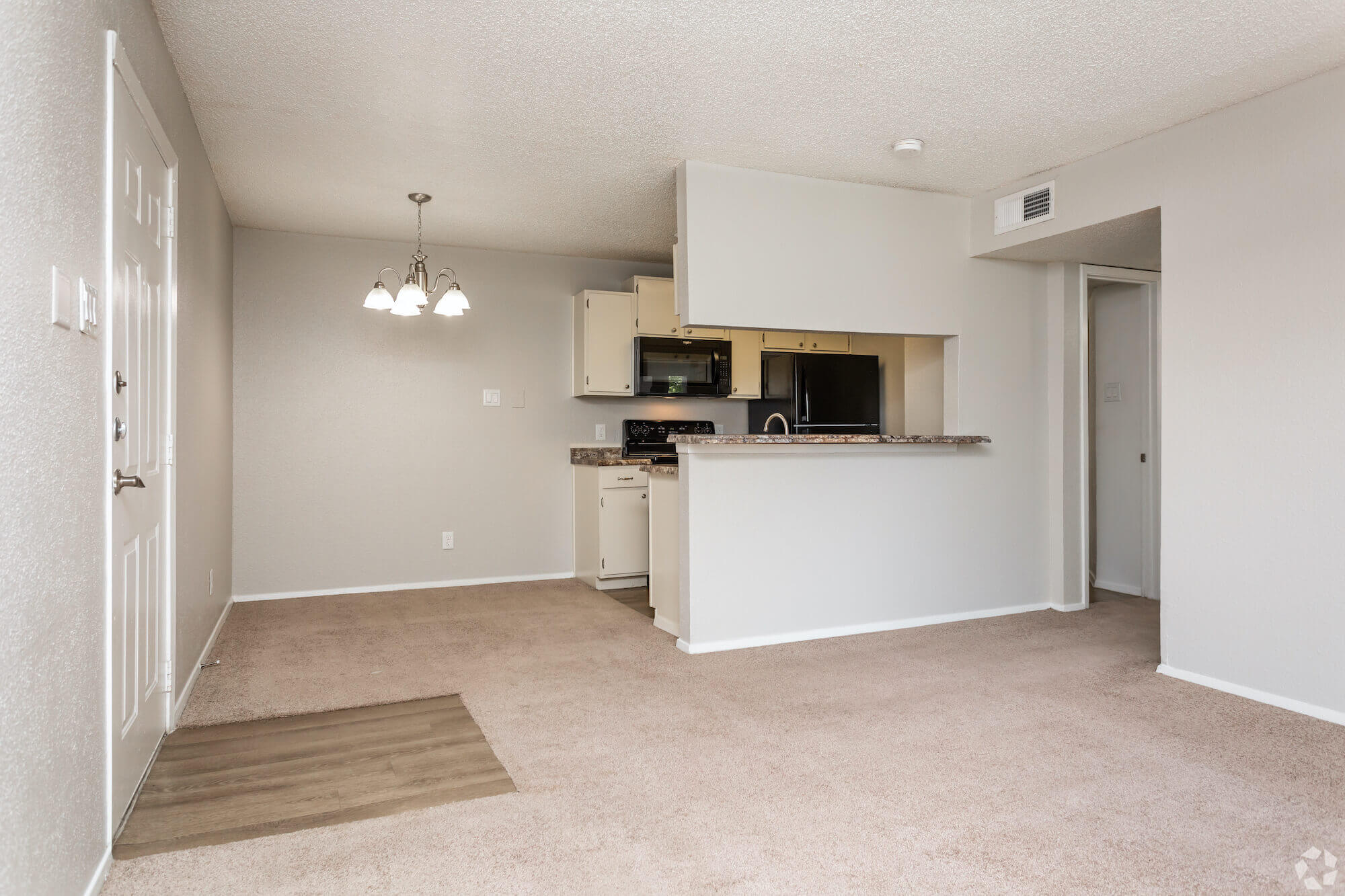 The Avalon Apartments living room and kitchen